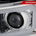 2007-2013 Chevrolet Silverado 1500/ 2007-2014 Silverado 2500HD 3500HD Dual LED C-Bar Projector Headlights (Chrome Housing/Clear Lens)