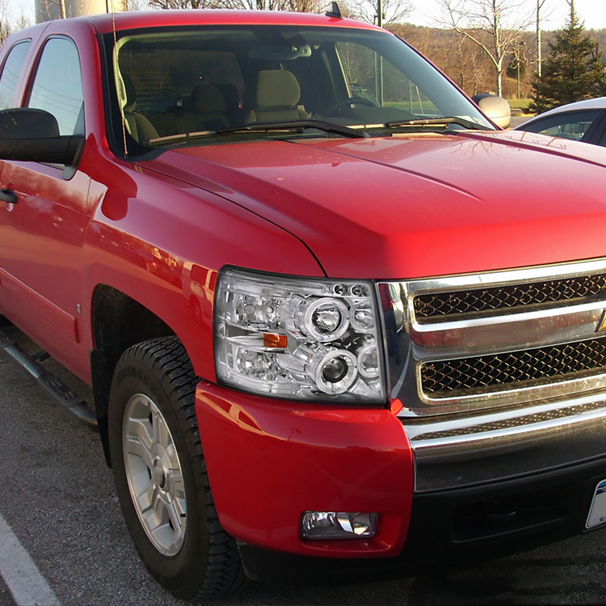 2007-2013 Chevrolet Silverado 1500/ 2007-2014 Silverado 2500HD 3500HD Dual Halo Projector Headlights (Chrome Housing/Clear Lens)