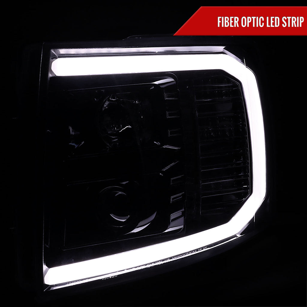 2007-2014 Chevrolet Silverado 1500/2500HD/3500HD LED C-Bar Projector Headlights (Jet Black Housing/Clear Lens)