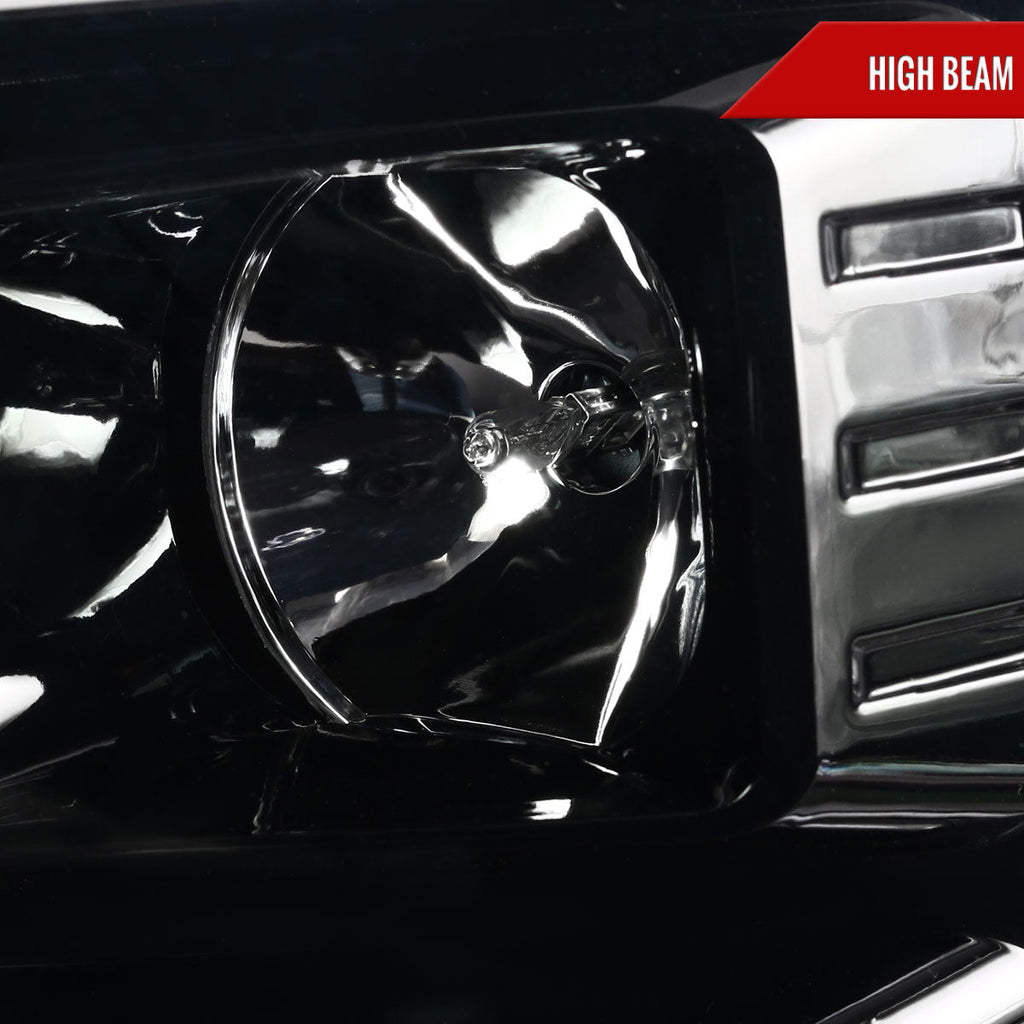 2007-2014 Chevrolet Silverado 1500/2500HD/3500HD LED C-Bar Projector Headlights (Jet Black Housing/Clear Lens)