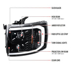 2007-2014 Chevrolet Silverado 1500/2500HD/3500HD LED C-Bar Projector Headlights (Jet Black Housing/Clear Lens)