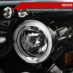 2007-2013 Chevrolet Silverado 1500/ 2007-2014 Silverado 2500HD 3500HD Dual Halo Projector Headlights (Jet Black Housing/Clear Lens)