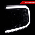 2007-2013 Chevrolet Silverado 1500/ 2007-2014 Silverado 2500HD 3500HD  LED C-Bar Projector Headlights (Glossy Black Housing/Smoked Lens)