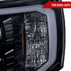 2007-2013 Chevrolet Silverado 1500/ 2007-2014 Silverado 2500HD 3500HD  LED C-Bar Projector Headlights (Glossy Black Housing/Smoked Lens)