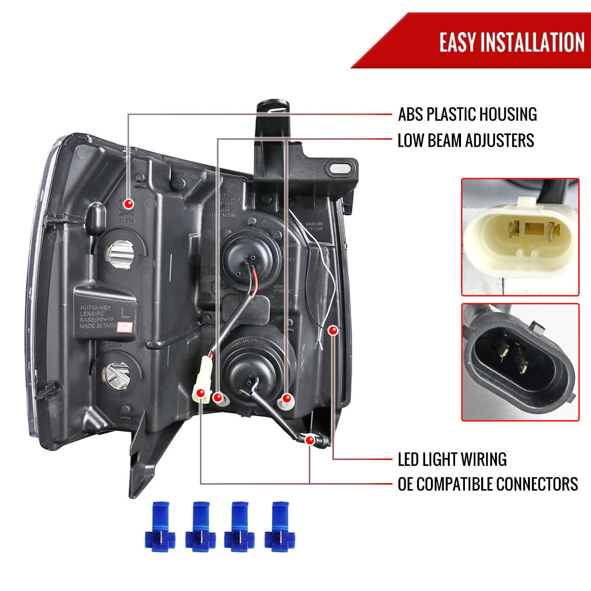 2007-2013 Chevrolet Silverado 1500/ 2007-2014 Silverado 2500HD 3500HD  LED C-Bar Projector Headlights (Glossy Black Housing/Smoked Lens)