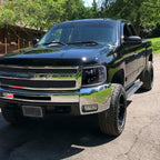 2007-2013 Chevrolet Silverado 1500/ 2007-2014 Silverado 2500HD 3500HD  LED C-Bar Projector Headlights (Glossy Black Housing/Smoked Lens)