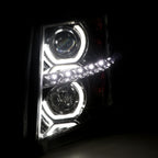 2007-2013 Chevrolet Silverado 1500/ 2007-2014 Silverado 2500HD 3500HD Dual U-Ring Halo Projector Headlights w/ LED Light Strip (Chrome Housing/Smoked Lens)
