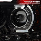 2007-2013 Chevrolet Silverado 1500/ 2007-2014 Silverado 2500HD 3500HD Dual U-Ring Halo Projector Headlights w/ LED Light Strip (Chrome Housing/Smoked Lens)