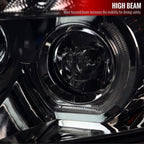 2007-2013 Chevrolet Silverado 1500/ 2007-2014 Silverado 2500HD 3500HD Dual U-Ring Halo Projector Headlights w/ LED Light Strip (Chrome Housing/Smoked Lens)