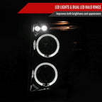 2007-2013 Chevrolet Silverado 1500/ 2007-2014 Silverado 2500HD 3500HD Dual Halo Projector Headlights (Glossy Black Housing/Smoked Lens)