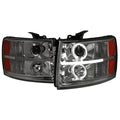 2007-2013 Chevrolet Silverado 1500/ 2007-2014 Silverado 2500HD 3500HD Dual Halo Projector Headlights w/ LED Light Bar (Chrome Housing/Smoked Lens)