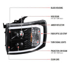 2007-2014 Chevrolet Silverado 1500/2500HD/3500HD LED C-Bar Projector Headlights (Matte Black Housing/Clear Lens)