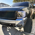 2007-2014 Chevrolet Silverado 1500/2500HD/3500HD LED C-Bar Projector Headlights (Matte Black Housing/Clear Lens)