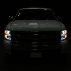 2007-2013 Chevrolet Silverado 1500/ 2007-2014 Silverado 2500HD 3500HD Dual LED C-Bar Projector Headlights (Matte Black Housing/Clear Lens)