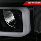 2007-2013 Chevrolet Silverado 1500/ 2007-2014 Silverado 2500HD 3500HD Dual LED C-Bar Projector Headlights (Matte Black Housing/Clear Lens)