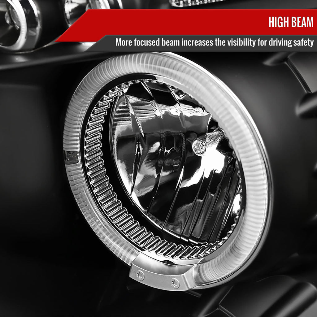 2007-2013 Chevrolet Silverado 1500/ 2007-2014 Silverado 2500HD 3500HD Dual Halo Projector Headlights (Matte Black Housing/Clear Lens)