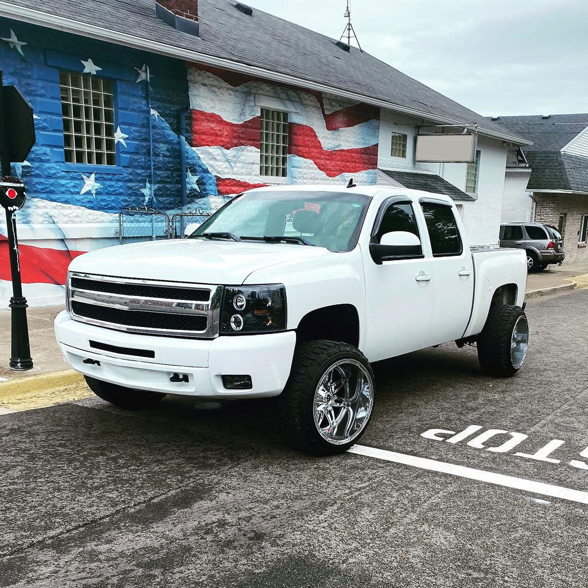 2007-2013 Chevrolet Silverado 1500/ 2007-2014 Silverado 2500HD 3500HD Dual Halo Projector Headlights (Matte Black Housing/Clear Lens)