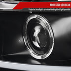 2007-2013 Chevrolet Silverado 1500/ 2007-2014 Silverado 2500HD 3500HD Dual Halo Projector w/ LED Light Bar Headlights (Matte Black Housing/Clear Lens)