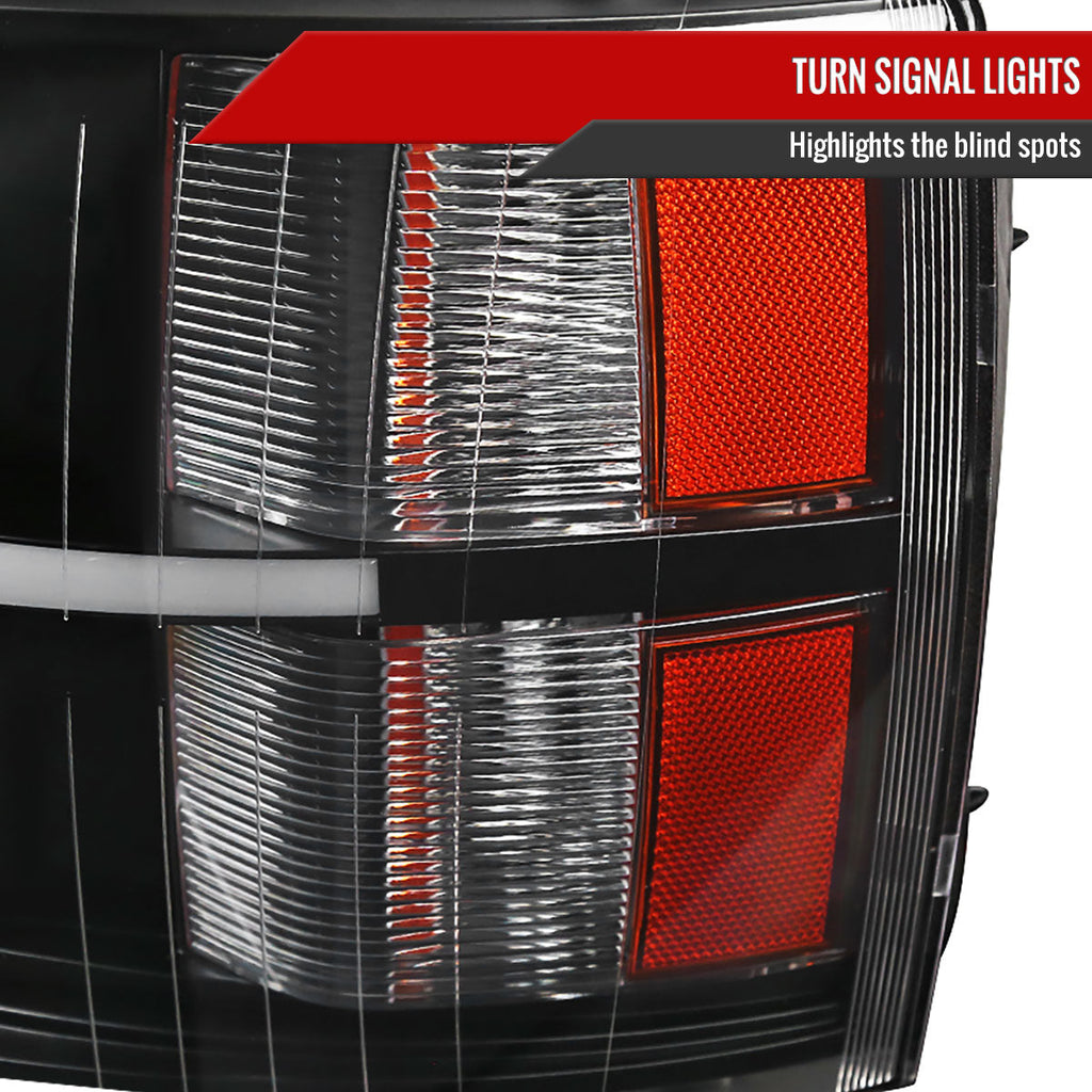 2007-2013 Chevrolet Silverado 1500/ 2007-2014 Silverado 2500HD 3500HD Dual Halo Projector w/ LED Light Bar Headlights (Matte Black Housing/Clear Lens)