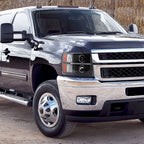 2007-2013 Chevrolet Silverado 1500/ 2007-2014 Silverado 2500HD 3500HD Dual Halo Projector w/ LED Light Bar Headlights (Matte Black Housing/Clear Lens)