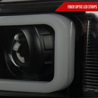2007-2013 Chevrolet Silverado 1500/ 2007-2014 Silverado 2500HD 3500HD Dual LED C-Bar Projector Headlights (Black Housing/Smoked Lens)