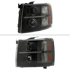 2007-2013 Chevrolet Silverado 1500 2500 3500 LED Strip Dual Halo Projector Headlights (Matte Black Housing/Smoked Lens)