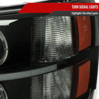 2007-2013 Chevrolet Silverado 1500 2500 3500 LED Strip Dual Halo Projector Headlights (Matte Black Housing/Smoked Lens)