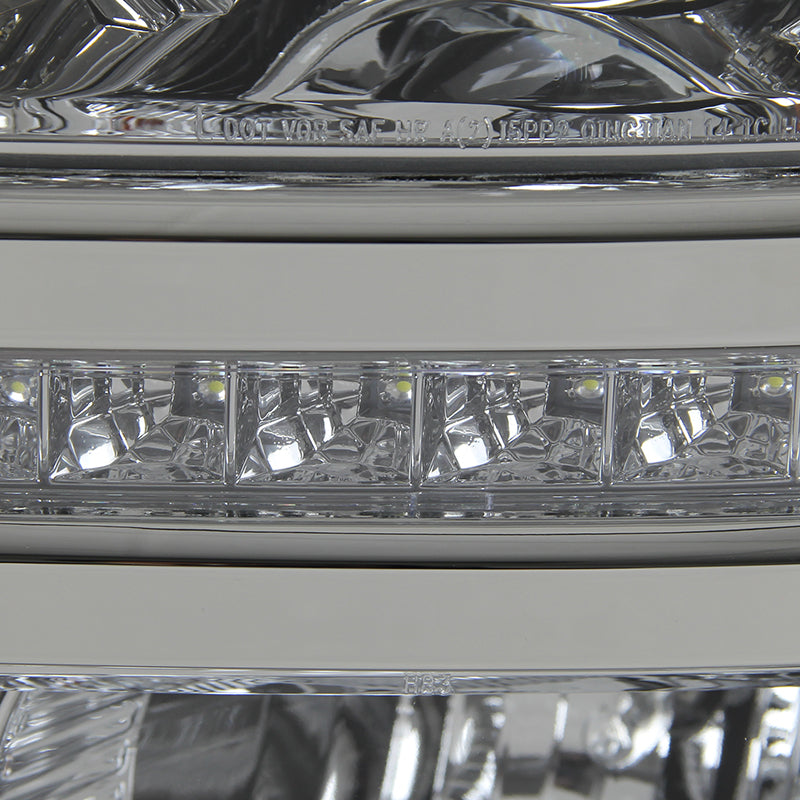 2014-2015 Chevrolet Silverado 1500 Projector Headlights w/ LED Light Strip (Chrome Housing/Clear Lens)