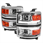 2014-2015 Chevrolet Silverado 1500 Switchback Sequential LED Bar Projector Headlights (Chrome Housing/Clear Lens)
