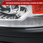 2014-2015 Chevrolet Silverado 1500 Switchback Sequential LED Bar Projector Headlights (Chrome Housing/Clear Lens/Black Trim)