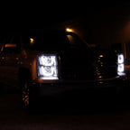 2014-2015 Chevrolet Silverado 1500 Dual LED U-Bar Projector Headlights w/ LED Turn Signal Lights (Chrome Housing/Clear Lens)