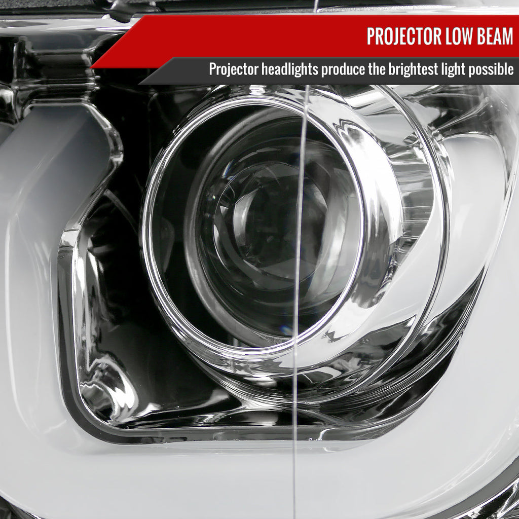 2014-2015 Chevrolet Silverado 1500 Dual LED U-Bar Projector Headlights w/ LED Turn Signal Lights (Chrome Housing/Clear Lens)