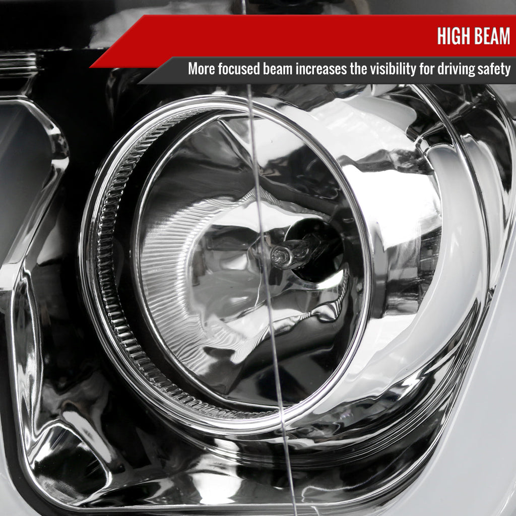 2014-2015 Chevrolet Silverado 1500 Dual LED U-Bar Projector Headlights w/ LED Turn Signal Lights (Chrome Housing/Clear Lens)