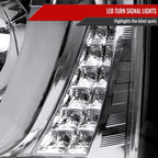 2014-2015 Chevrolet Silverado 1500 Dual LED U-Bar Projector Headlights w/ LED Turn Signal Lights (Chrome Housing/Clear Lens)
