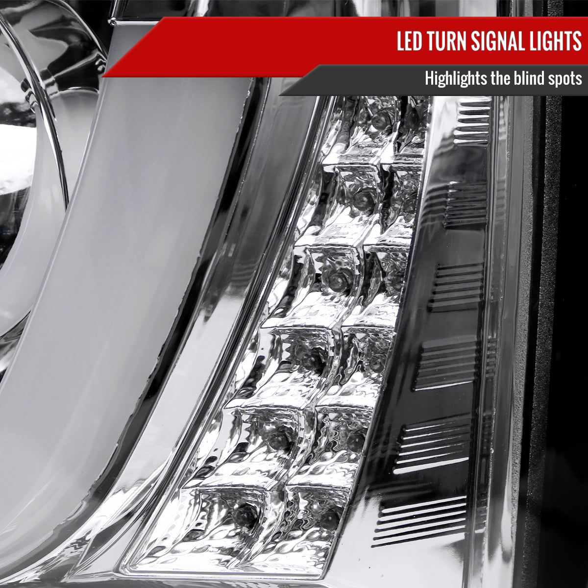 2014-2015 Chevrolet Silverado 1500 Dual LED U-Bar Projector Headlights w/ LED Turn Signal Lights (Chrome Housing/Clear Lens)