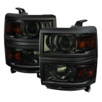 2014-2015 Chevrolet Silverado 1500 Projector Headlights (Chrome Housing/Smoked Lens/Black Trim)
