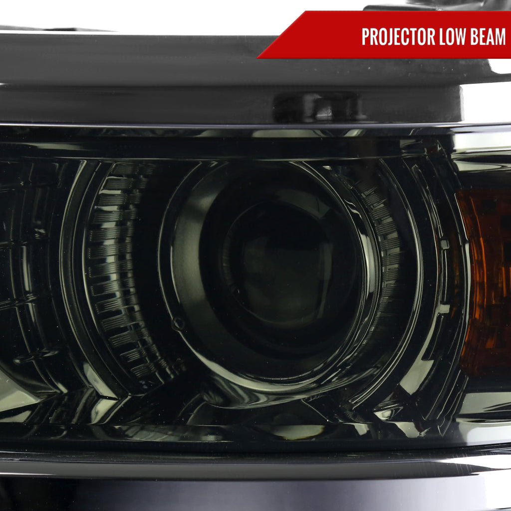 2014-2015 Chevrolet Silverado 1500 Projector Headlights (Glossy Black Housing/Smoked Lens/Chrome Trim)