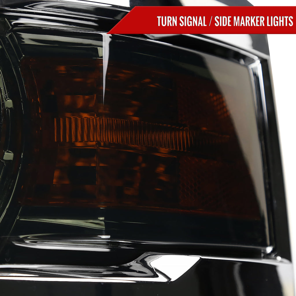 2014-2015 Chevrolet Silverado 1500 Projector Headlights (Glossy Black Housing/Smoked Lens/Chrome Trim)