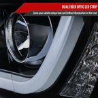 2014-2015 Chevrolet Silverado 1500 LED U-Bar Projector Headlights w/ LED Turn Signal Lights (Glossy Black Housing/Smoked Lens)