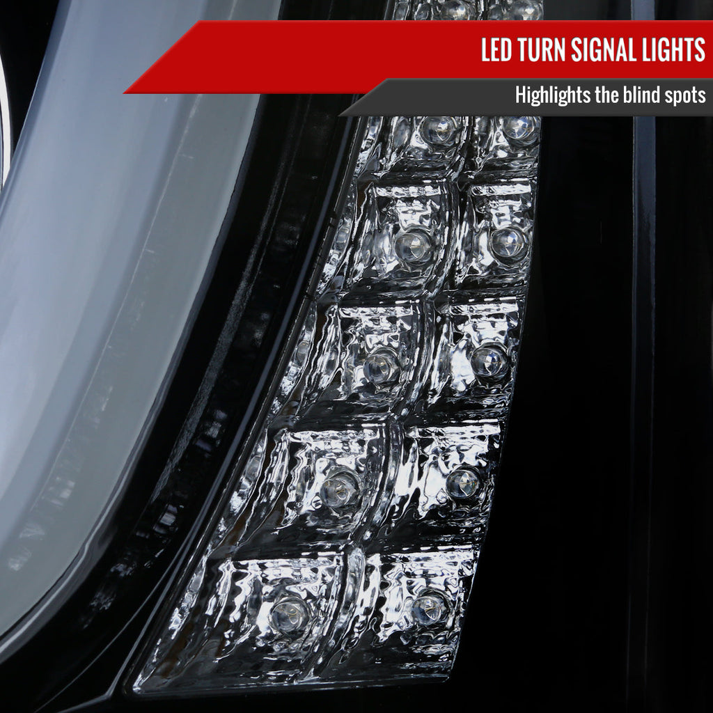 2014-2015 Chevrolet Silverado 1500 LED U-Bar Projector Headlights w/ LED Turn Signal Lights (Glossy Black Housing/Smoked Lens)