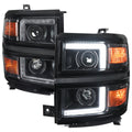 2014-2015 Chevrolet Silverado 1500 Projector Headlights w/ LED DRL (Matte Black Housing / Black Trim / Clear Lens)