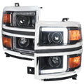 2014-2015 Chevrolet Silverado 1500 Projector Headlights w/ LED DRL (Matte Black Housing / Chrome Trim / Clear Lens)