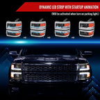 2014-2015 Chevrolet Silverado 1500 Switchback Sequential LED Bar Projector Headlights (Matte Black Housing/Clear Lens/Chrome Trim)