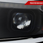 2014-2015 Chevrolet Silverado 1500 Switchback Sequential LED Bar Projector Headlights (Matte Black Housing/Clear Lens/Chrome Trim)