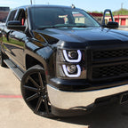 2014-2015 Chevrolet Silverado 1500 LED U-Bar Projector Headlights w/ LED Turn Signal Lights (Matte Black Housing/Clear Lens)