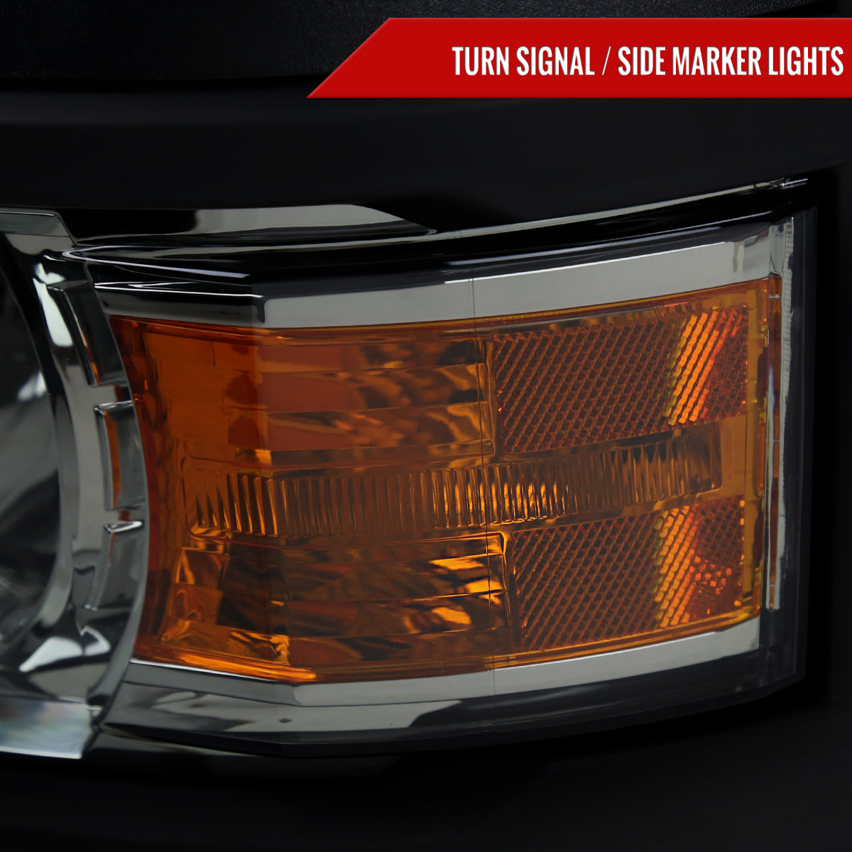 2014-2015 Chevrolet Silverado 1500 Projector Headlights w/ Black Trim (Chrome Housing/Light Smoked Lens)