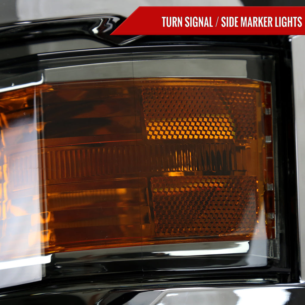 2014-2015 Chevrolet Silverado 1500 Projector Headlights w/ Chrome Trim (Chrome Housing/Light Smoked Lens)