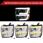 2015-2019 Chevrolet Silverado 2500HD/3500HD Switchback Sequential LED Turn Signal Projector Headlights (Chrome Housing/Clear Lens)