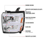 2015-2019 Chevrolet Silverado 2500HD/3500HD Switchback Sequential LED Turn Signal Projector Headlights (Chrome Housing/Clear Lens)