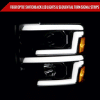 2015-2019 Chevrolet Silverado 2500HD/3500HD Switchback Sequential LED Turn Signal Projector Headlights (Glossy Black Housing/Smoked Lens)